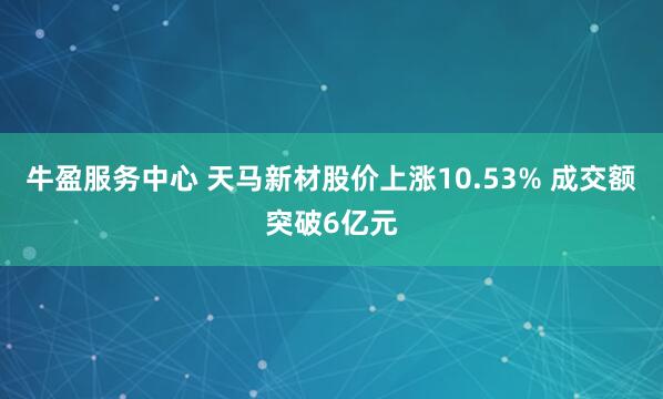 牛盈服务中心 天马新材股价上涨10.53% 成交额突破6亿元